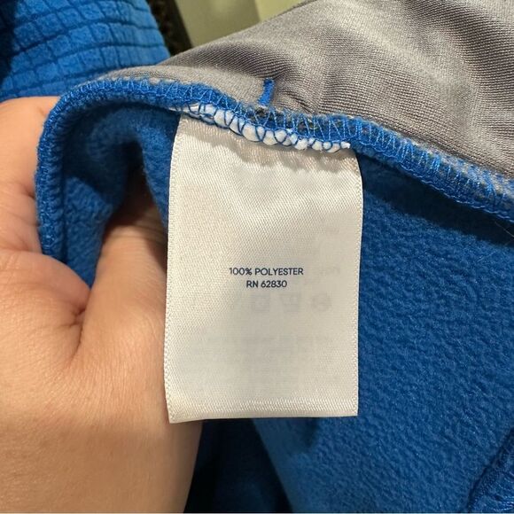 Lands’ End Full Zip Grid Fleece Jacket – Blue with Neon Green Trim, Size L - Picture 11 of 12